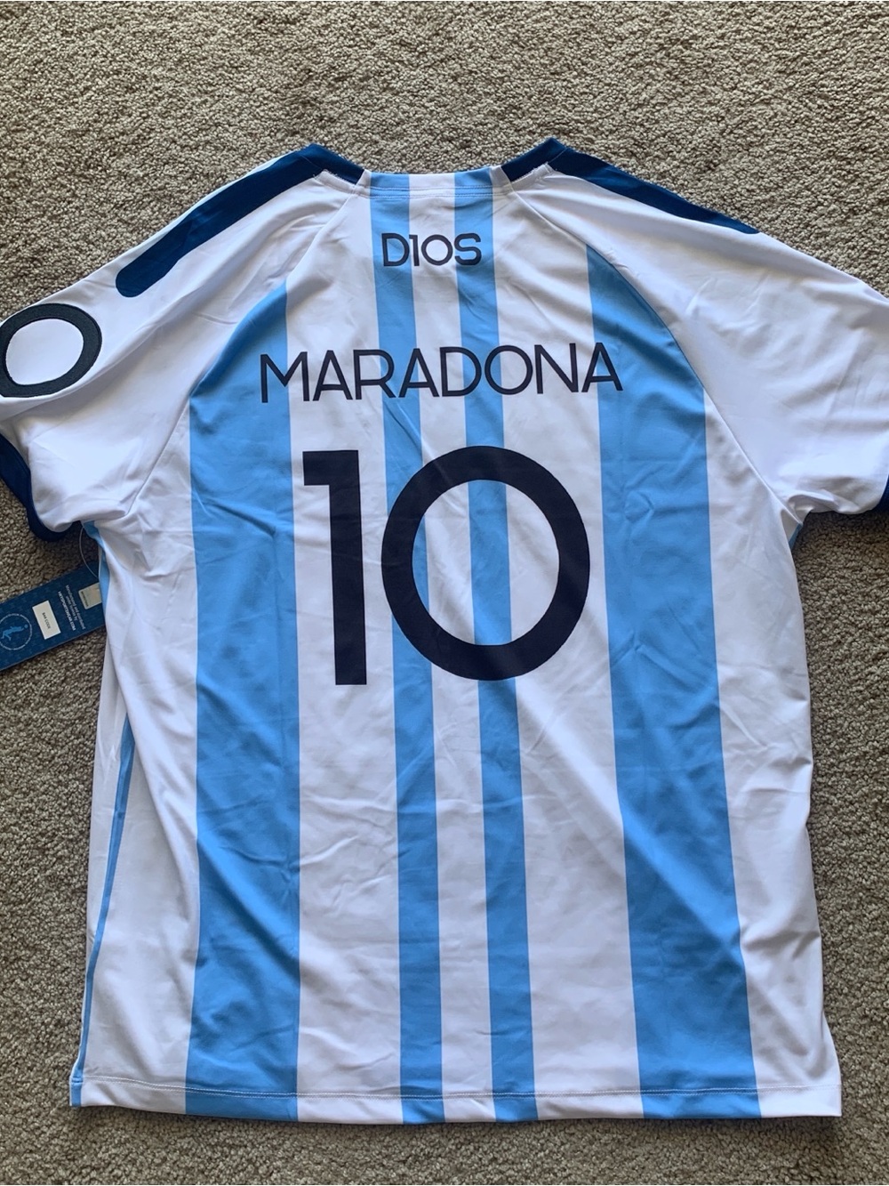 Maradona #10 Argentina Soccer Jersey - White & Sky Blue